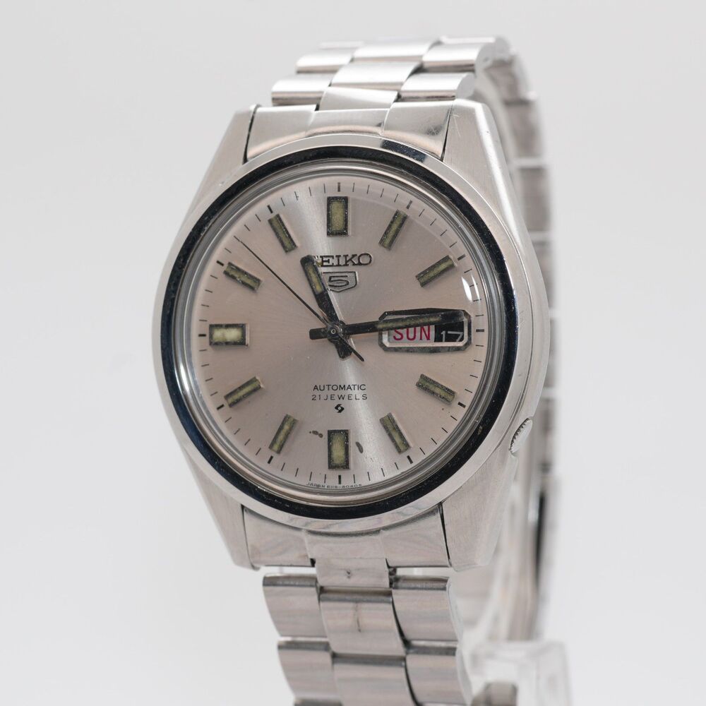 Vintage June 1971 Seiko 5 Automatic 6119-8083 37mm Silver Dial Restored Watch